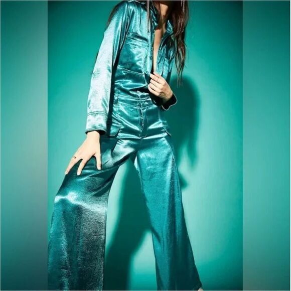 Free People Night Like This One-Piece Jumpsuit in green, size L - Picture 2 of 16